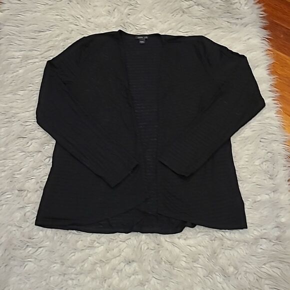 J Jill wearever collection black stripped rayon stretch open cardigan size small - Picture 1 of 5